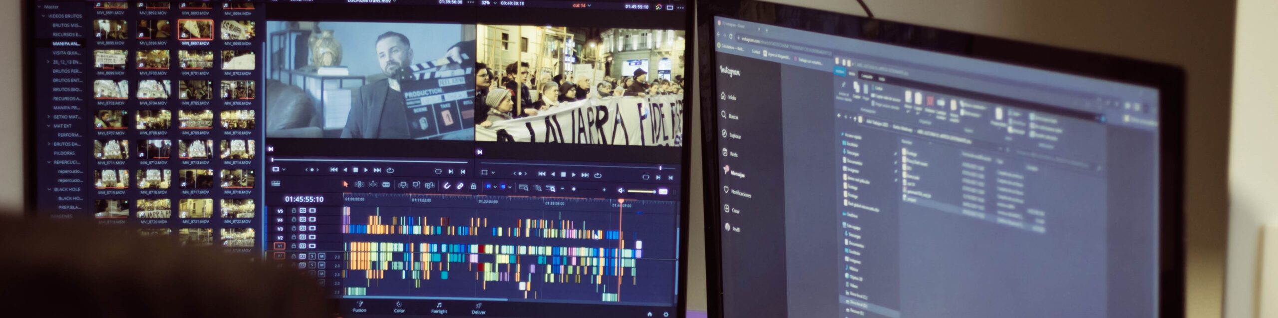 Abel Azcona, el artista detonante, linea de tiempo de edicion con DaVinci Resolve